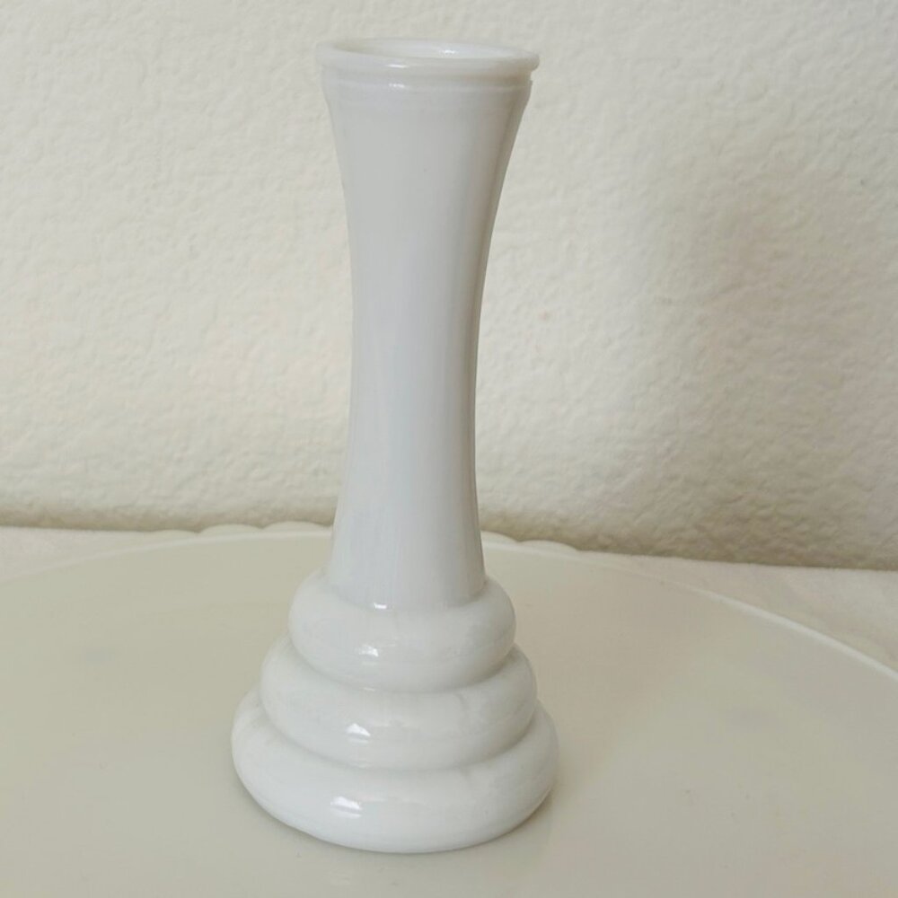 Vintage Milk Glass Art Deco Style Bud Vase